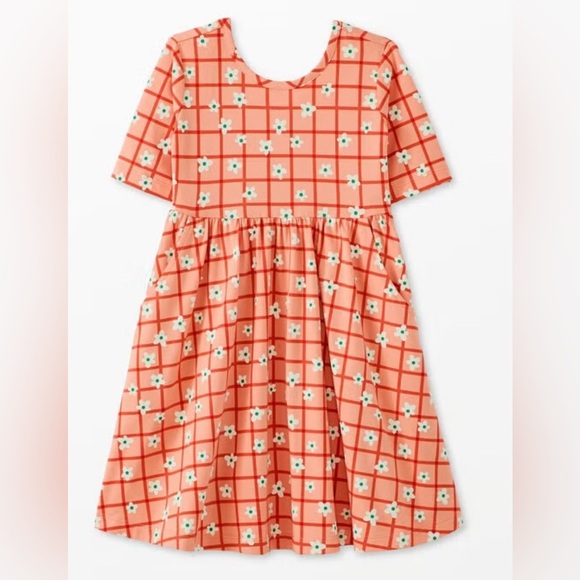 Hanna Andersson Print Skater Dress with Pockets Floral & Grid Size 120cm 6-7 - Picture 1 of 4